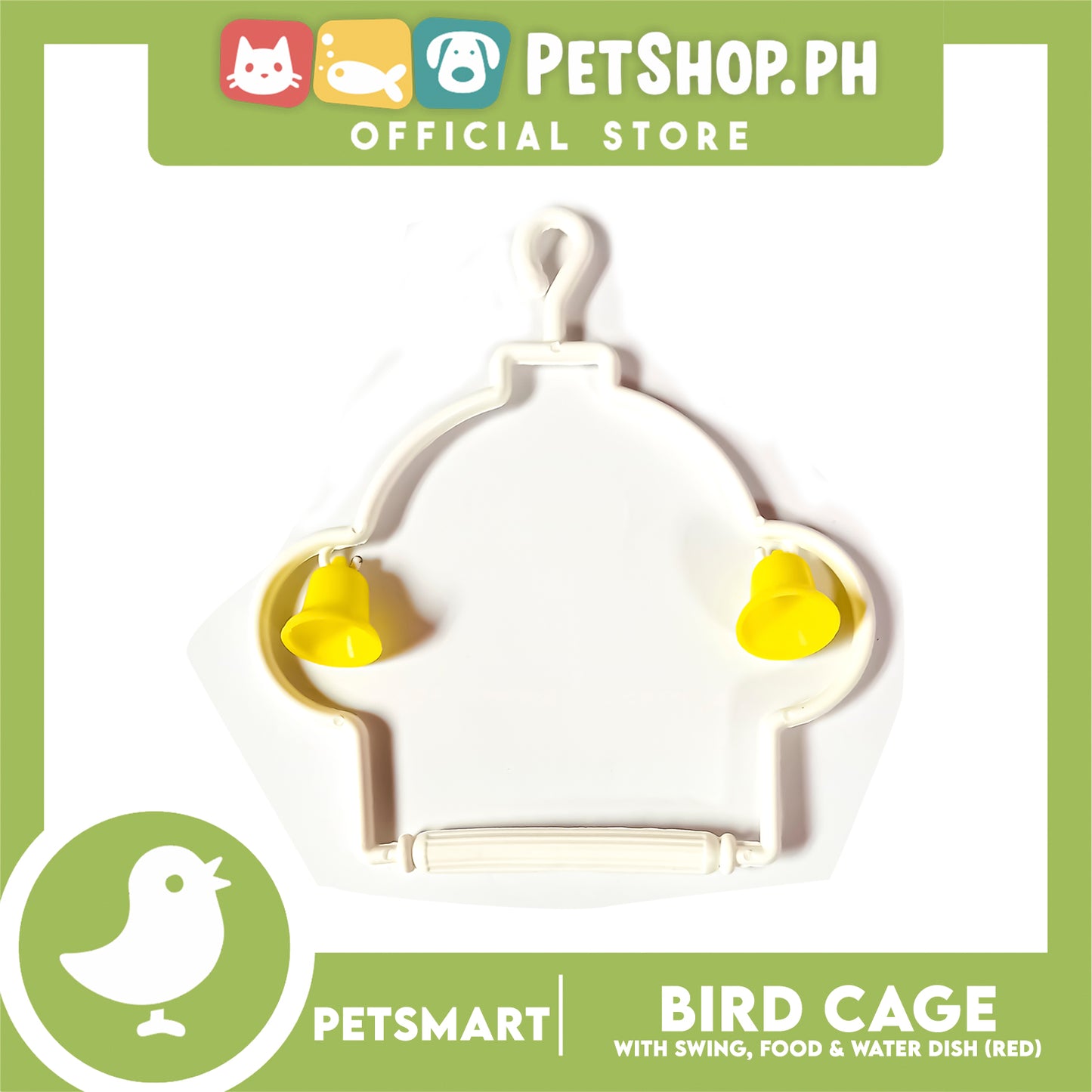 Bird Cage with Swing, Food and Water Dish (1002) Red Color, 30cm x 23cm x 40cm