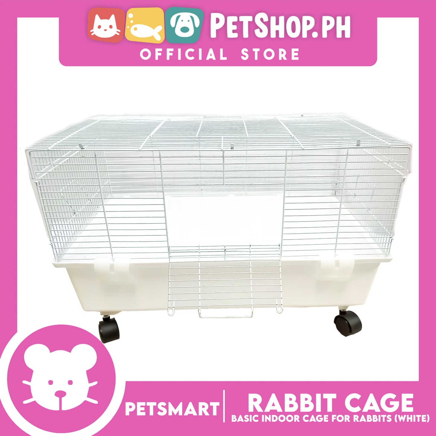 Rabbit Cage, Basic Indoor Cage For Pets (F16004) White Color, 60cm x 38cm x 40cm