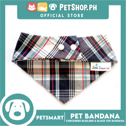 Pet Tuxedo Bandana, Checkered Blue Red And Black Color DB-CTN34XL (XL) Perfect Fit For Dogs And Cats