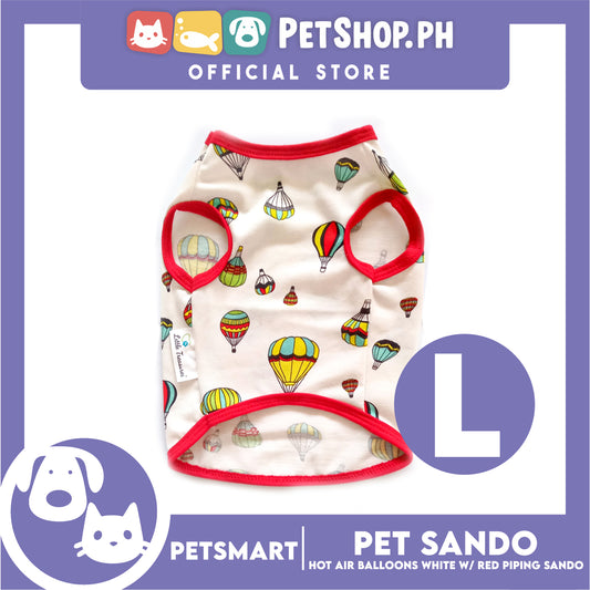 Pet Sando Hot Air Balloons Design, White with Red Piping Colors DG-CTN136L (Large) Perfect Fit For Dogs And Cats