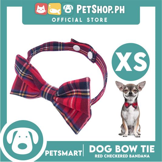 Pet Bow Tie Bandana Checkered Design, Red Color DB-CTN35XS (XS) Perfect Fit For Dogs And Cats