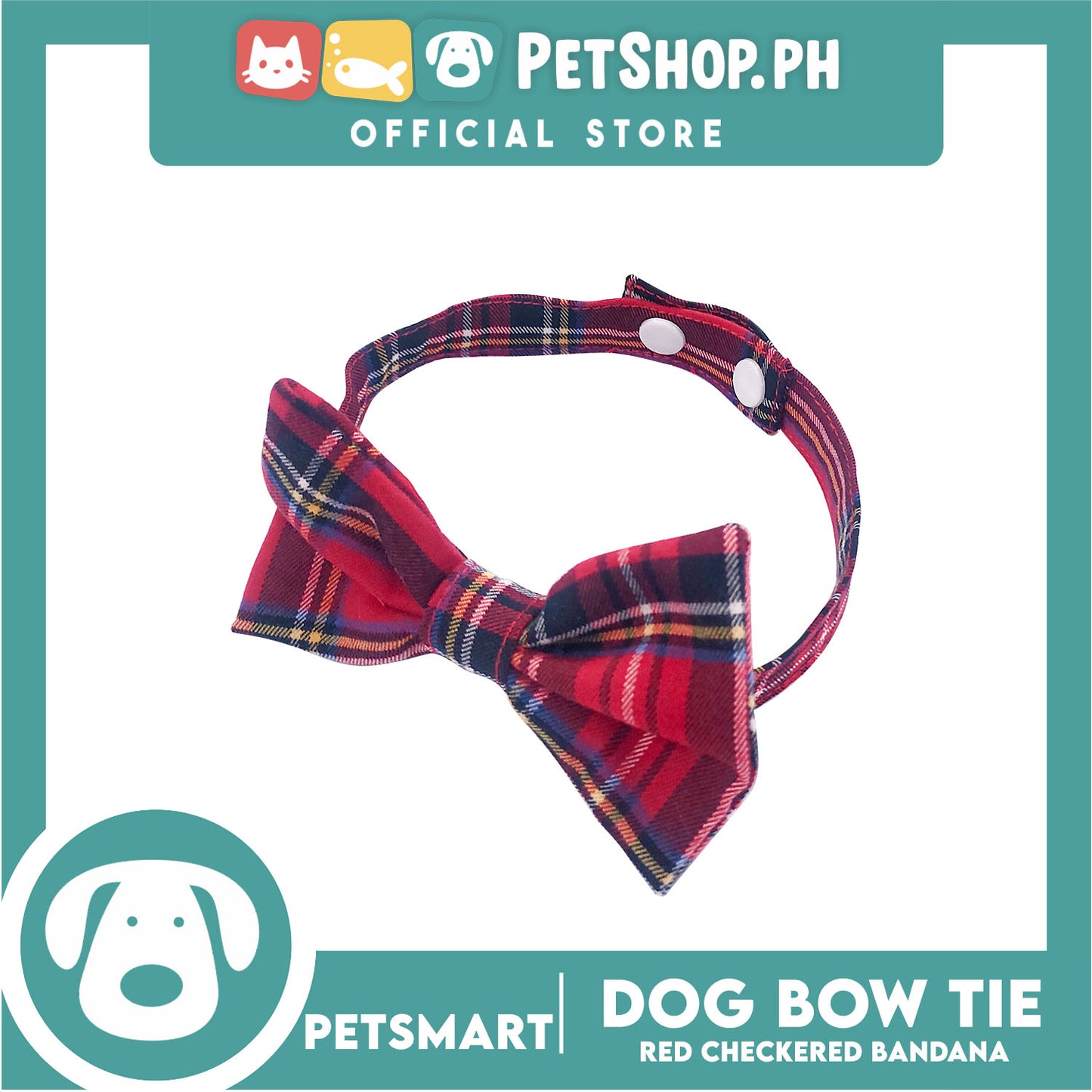 Pet Bow Tie Bandana Checkered Design, Red Color DB-CTN35S (Small) Perfect Fit For Dogs And Cats