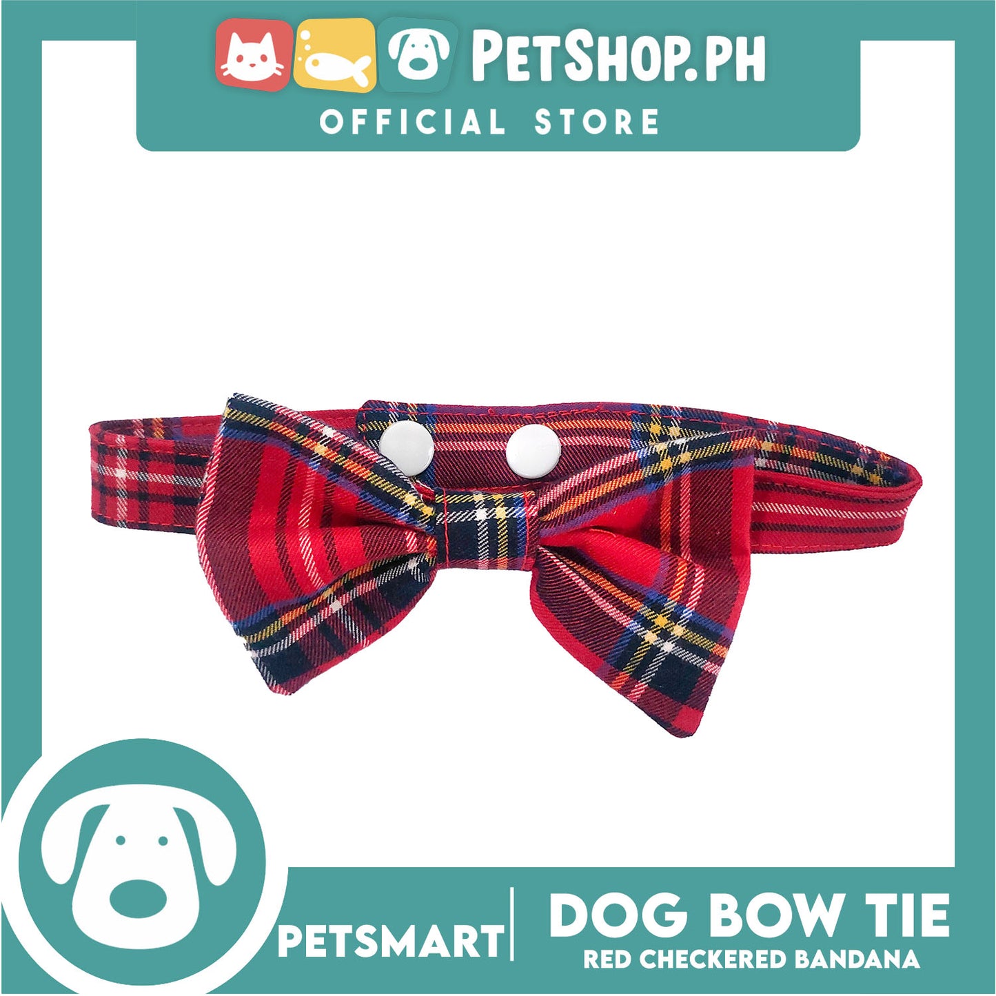 Pet Bow Tie Bandana Checkered Design, Red Color DB-CTN35S (Small) Perfect Fit For Dogs And Cats