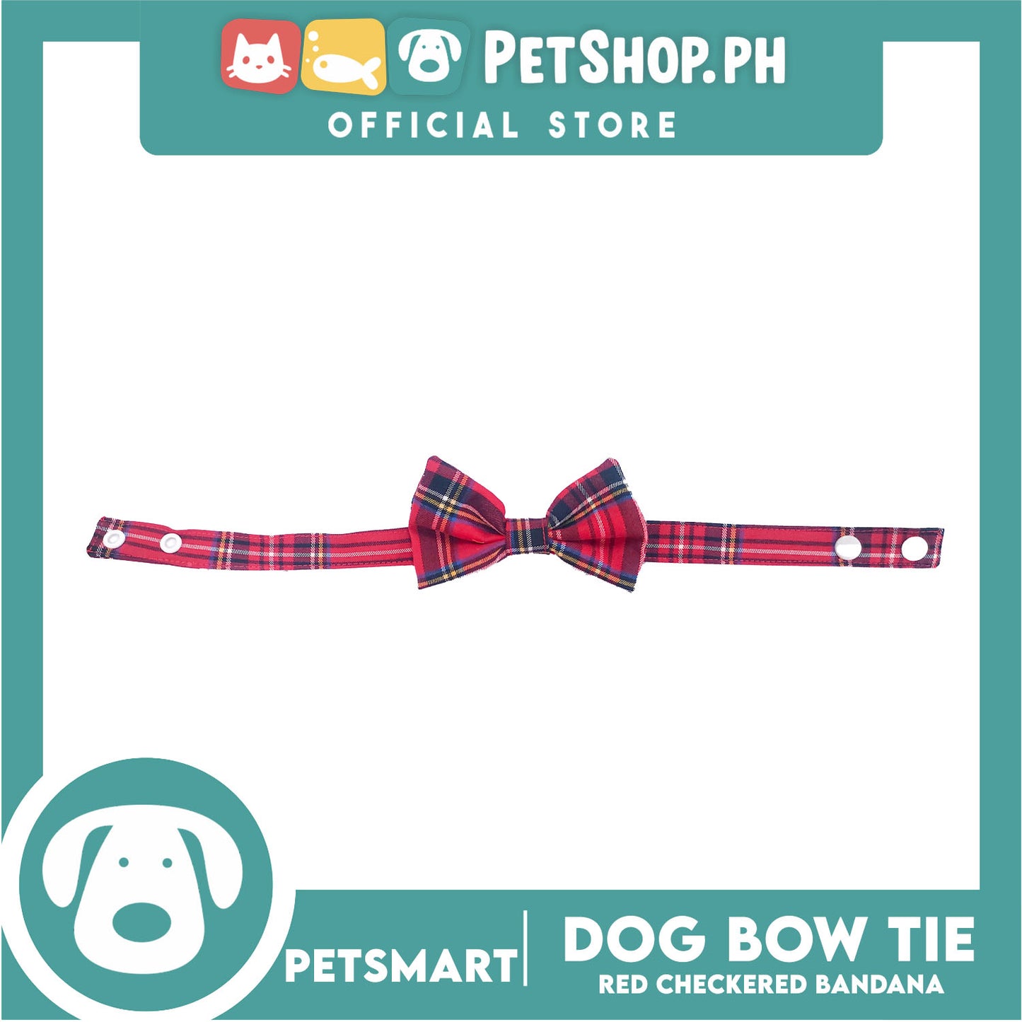 Pet Bow Tie Bandana Checkered Design, Red Color DB-CTN35S (Small) Perfect Fit For Dogs And Cats
