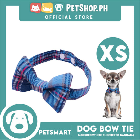 Pet Bow Tie Bandana Checkered Design, Blue Red White Color DB-CTN37XS (XS) Perfect Fit For Dogs And Cats