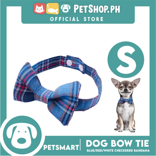 Pet Bow Tie Bandana Checkered Design, Blue Red White Color DB-CTN37S (Small) Perfect Fit For Dogs And Cats