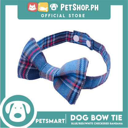 Pet Bow Tie Bandana Checkered Design, Blue Red White Color DB-CTN37S (Small) Perfect Fit For Dogs And Cats