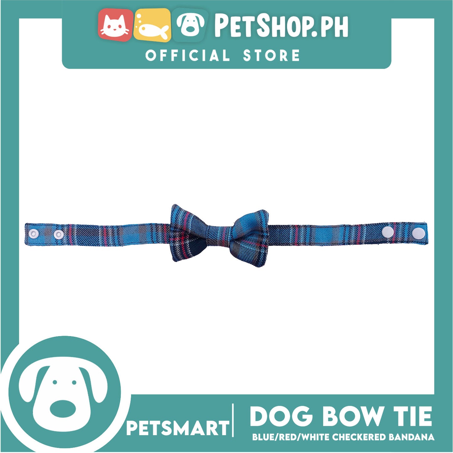 Pet Bow Tie Bandana Checkered Design, Blue Red White Color DB-CTN37S (Small) Perfect Fit For Dogs And Cats