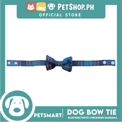Pet Bow Tie Bandana Checkered Design, Blue Red White Color DB-CTN37S (Small) Perfect Fit For Dogs And Cats