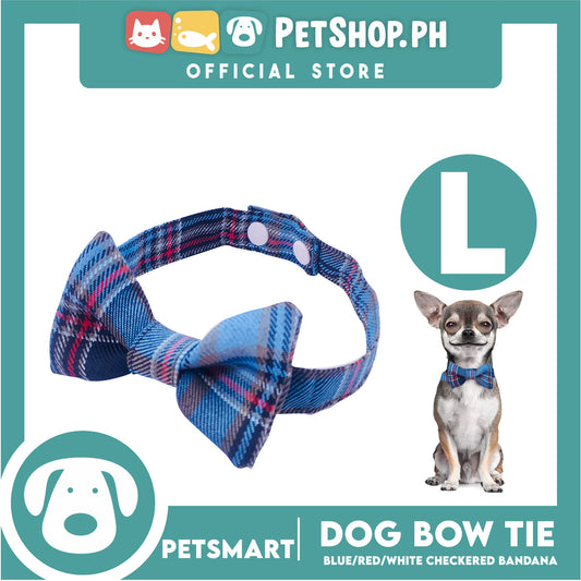 Pet Bow Tie Bandana Checkered Design, Blue Red White Color DB-CTN37L (Large) Perfect Fit For Dogs And Cats