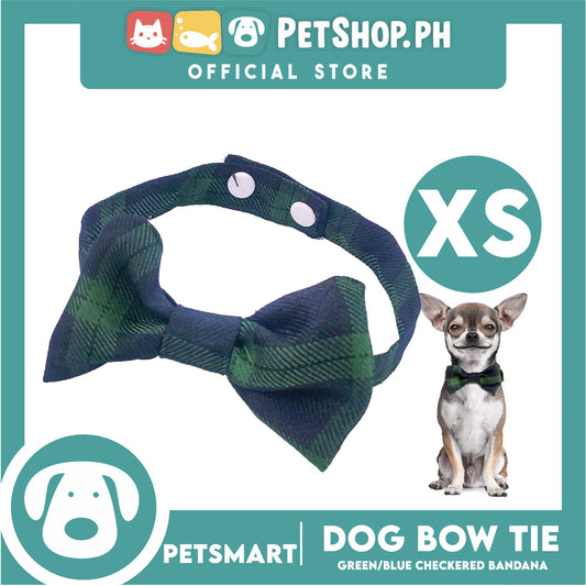 Pet Bow Tie Bandana Checkered Design, Green Blue Color DB-CTN38XS (XS) Perfect Fit For Dogs And Cats