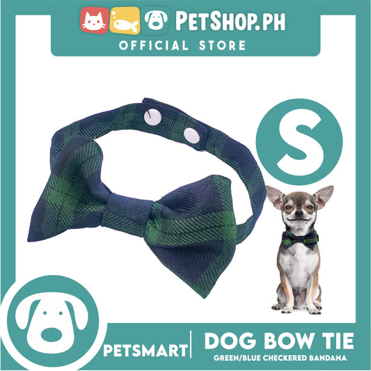 Pet Bow Tie Bandana Checkered Design, Green Blue Color DB-CTN38S (Small) Perfect Fit For Dogs And Cats