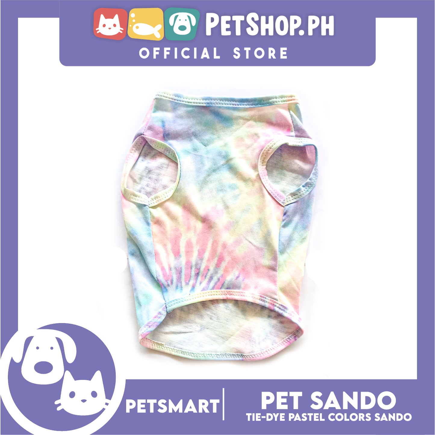 Pet Sando Tie-Dye Pastel Colors DG-CTN137XL (XL) Perfect Fit For Dogs And Cats