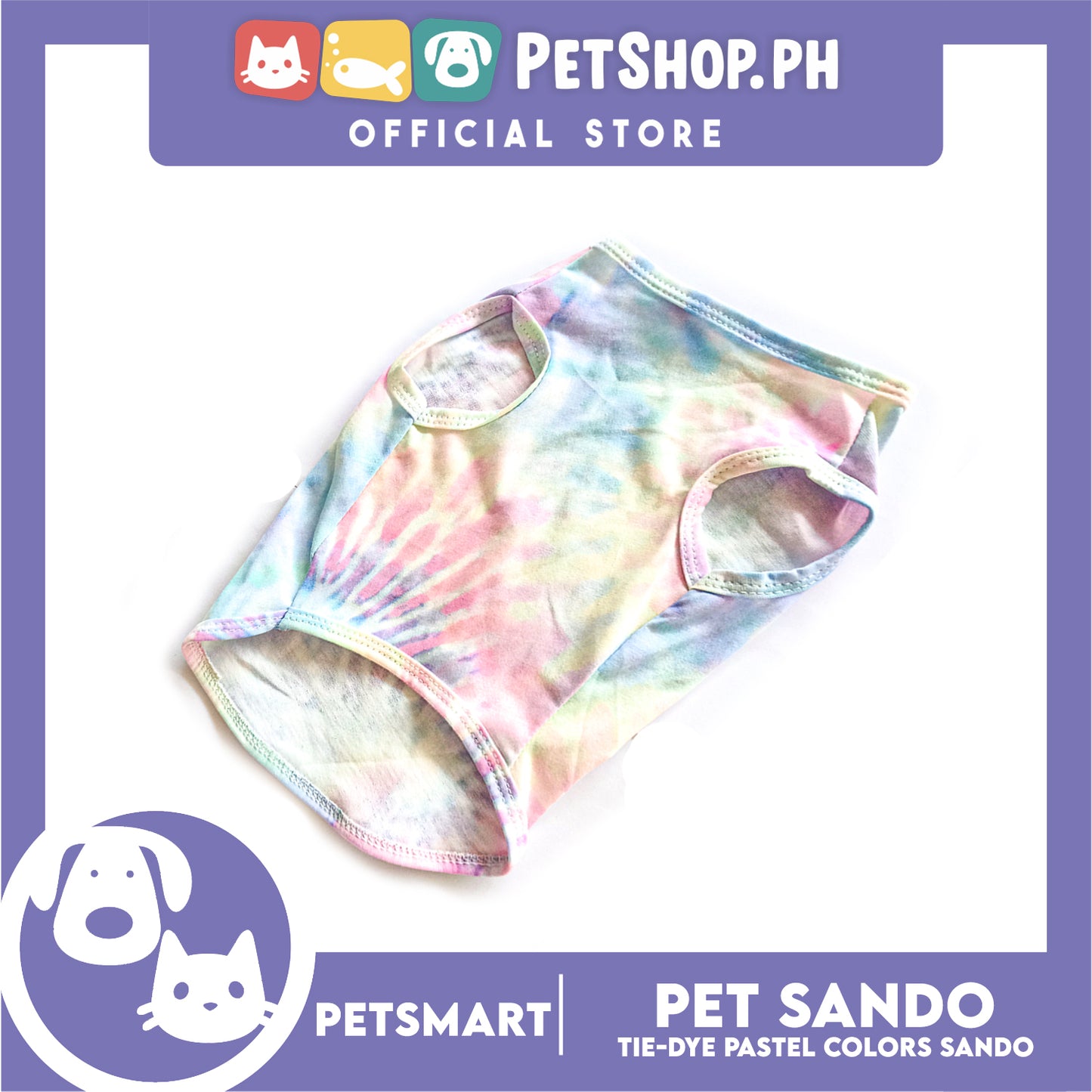 Pet Sando Tie-Dye Pastel Colors DG-CTN137XL (XL) Perfect Fit For Dogs And Cats