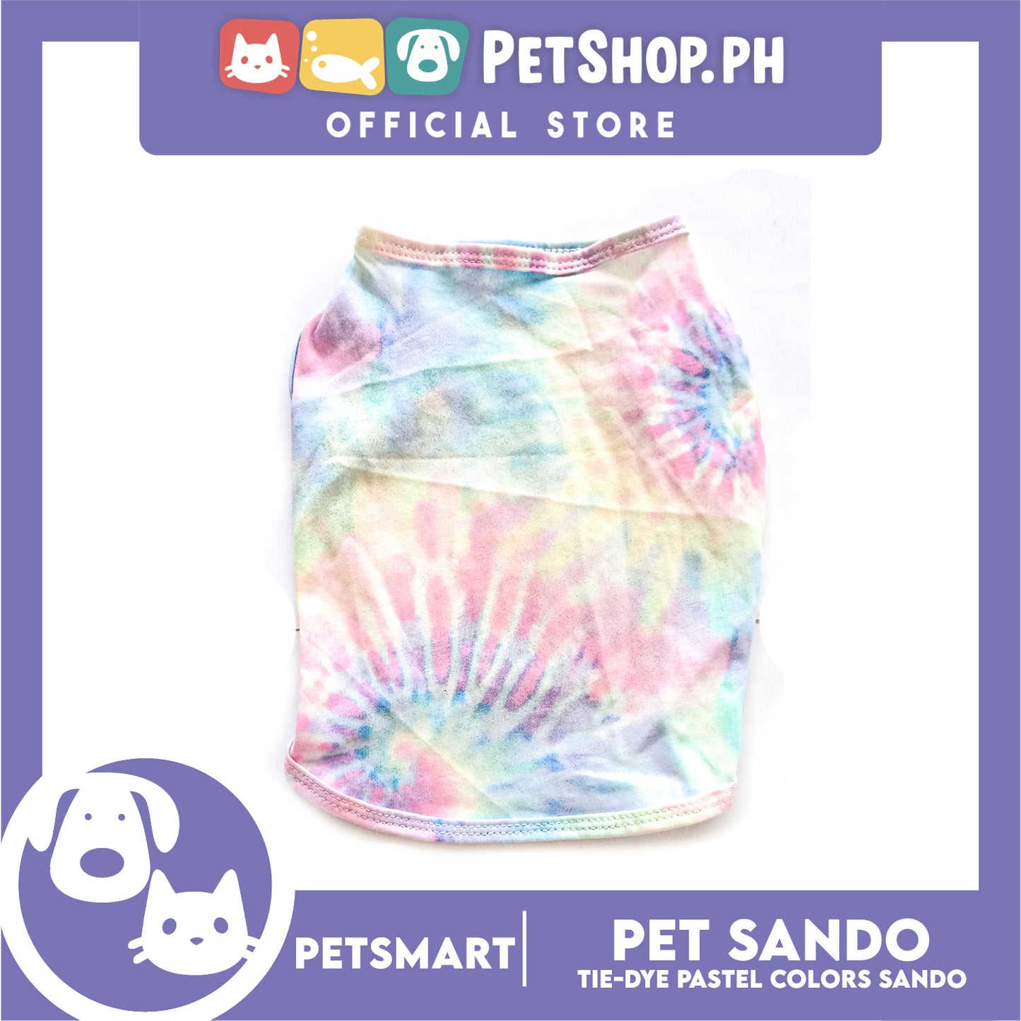 Pet Sando Tie-Dye Pastel Colors DG-CTN137XL (XL) Perfect Fit For Dogs And Cats