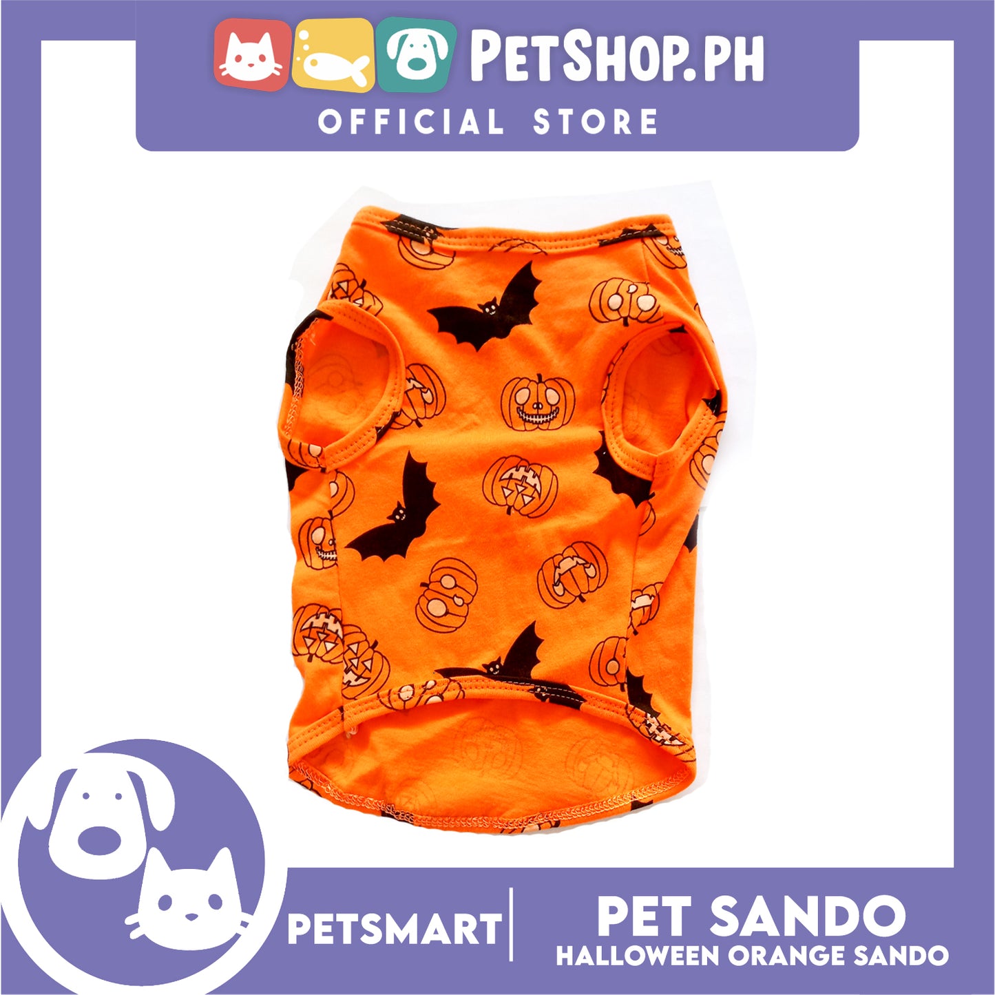 Pet Sando Halloween Design, Orange Color DG-CTN138S (Small) Perfect Fit For Dogs And Cats