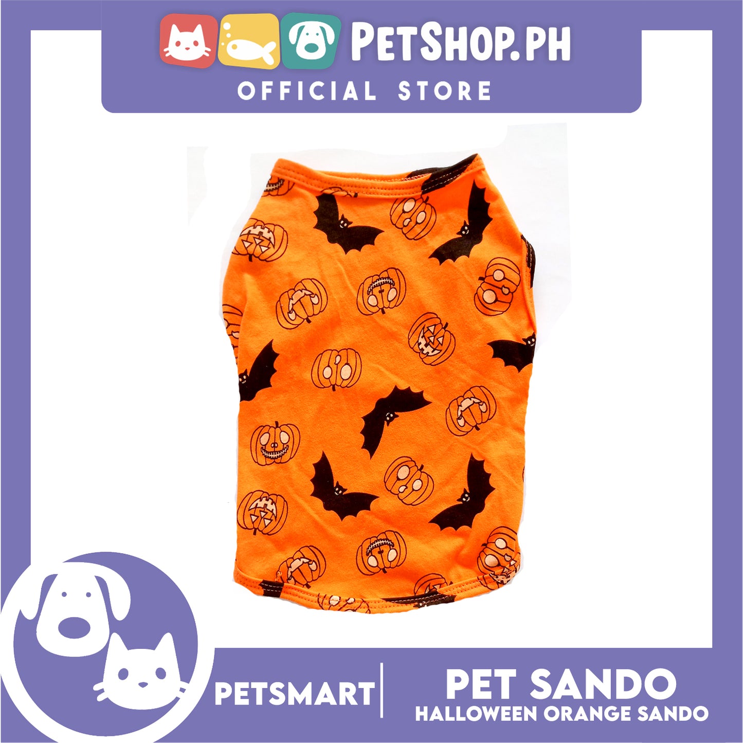 Pet Sando Halloween Design, Orange Color DG-CTN138S (Small) Perfect Fit For Dogs And Cats