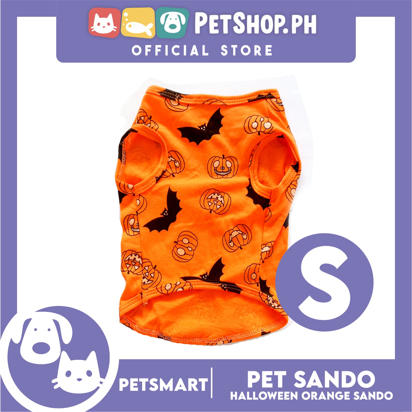 Pet Sando Halloween Design, Orange Color DG-CTN138S (Small) Perfect Fit For Dogs And Cats