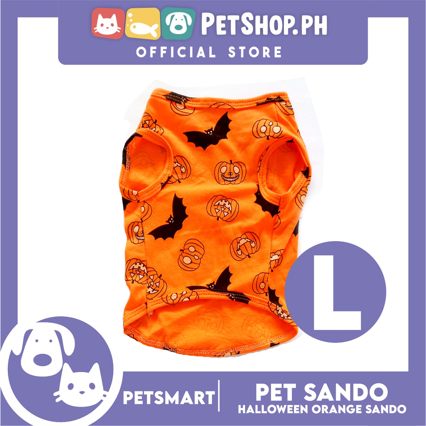 Pet Sando Halloween Design, Orange Color DG-CTN138L (Large) Perfect Fit For Dogs And Cats