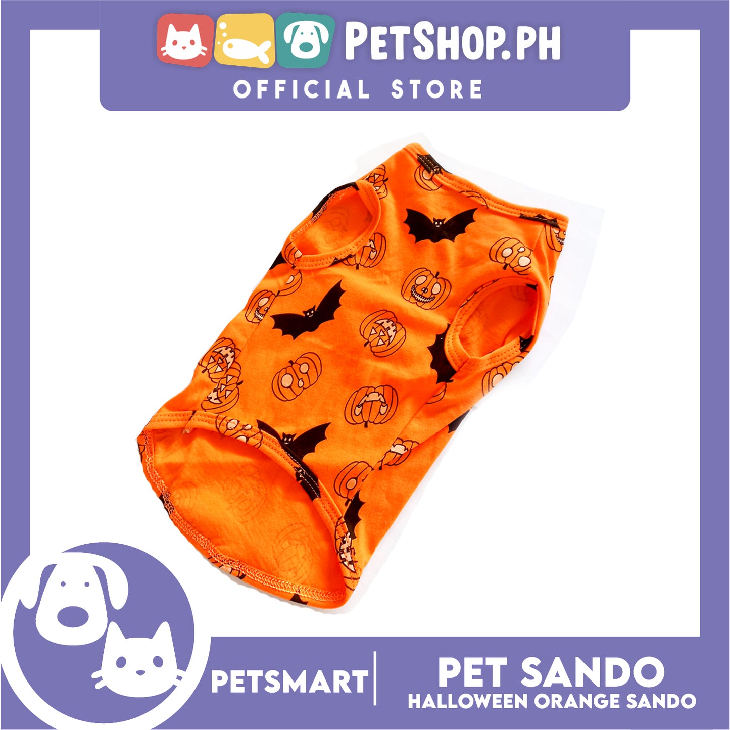 Pet Sando Halloween Design, Orange Color DG-CTN138XL (XL) Perfect Fit For Dogs And Cats