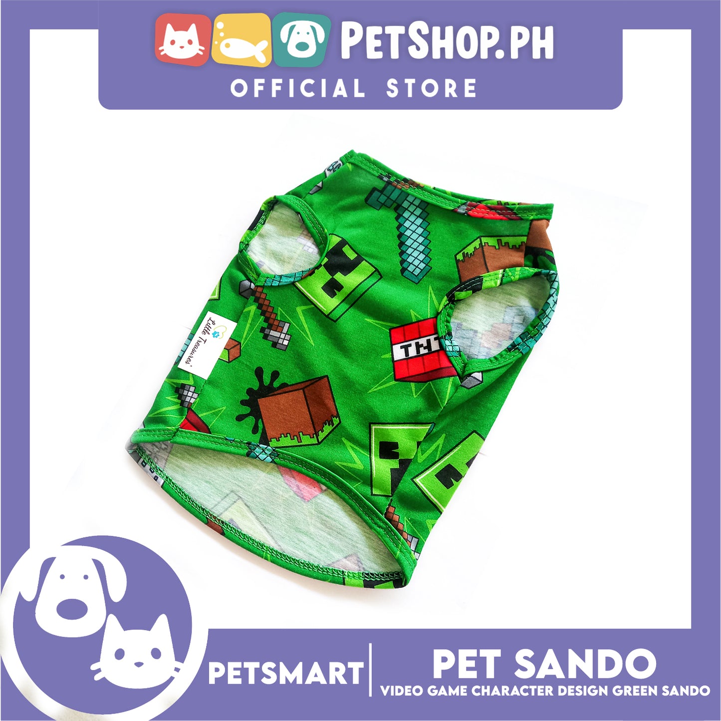 Pet Sando with Character Design, Green Color DG-CTN139S (Small) Perfect Fit For Dogs And Cats