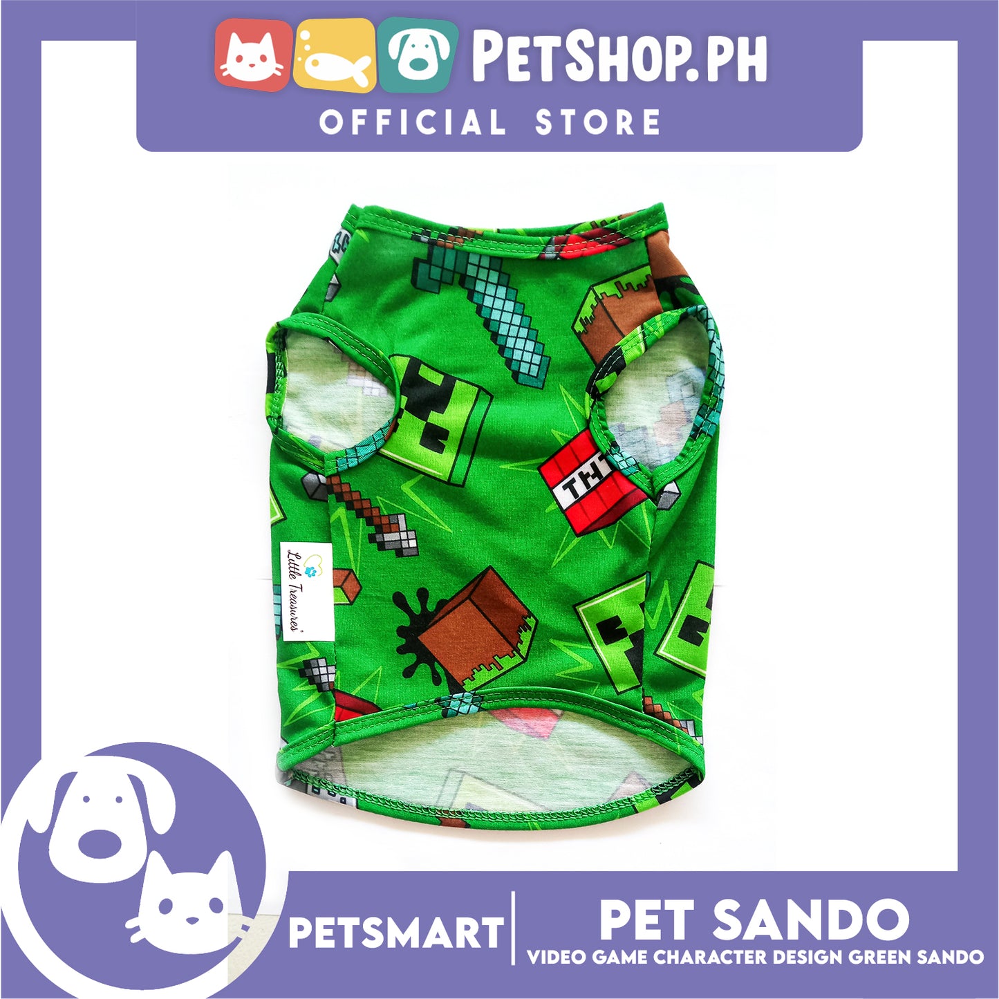 Pet Sando with Character Design, Green Color DG-CTN139L (Large) Perfect Fit For Dogs And Cats
