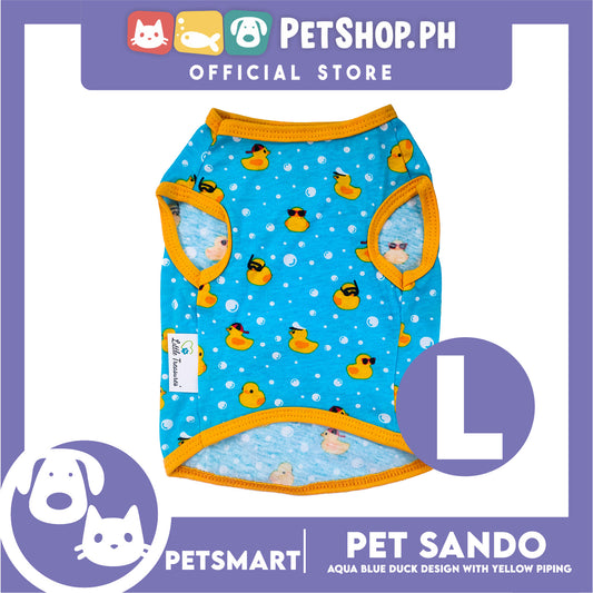 Pet Sando Ducks Design, Blue with Yellow Piping Colors (Large)