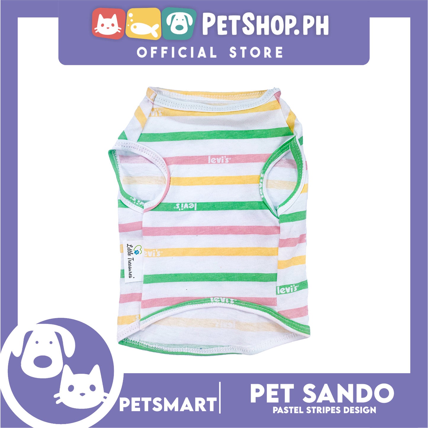 Pet Sando Stripes Design, Pastel Color DG-CTN146S (Small) Perfect Fit For Dogs And Cats