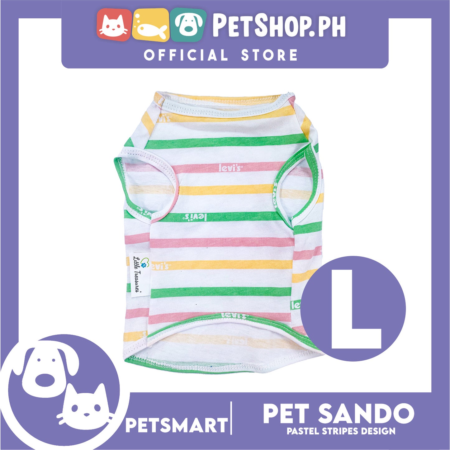 Pet Sando Stripes Design, Pastel Color DG-CTN146L (Large) Perfect Fit For Dogs And Cats