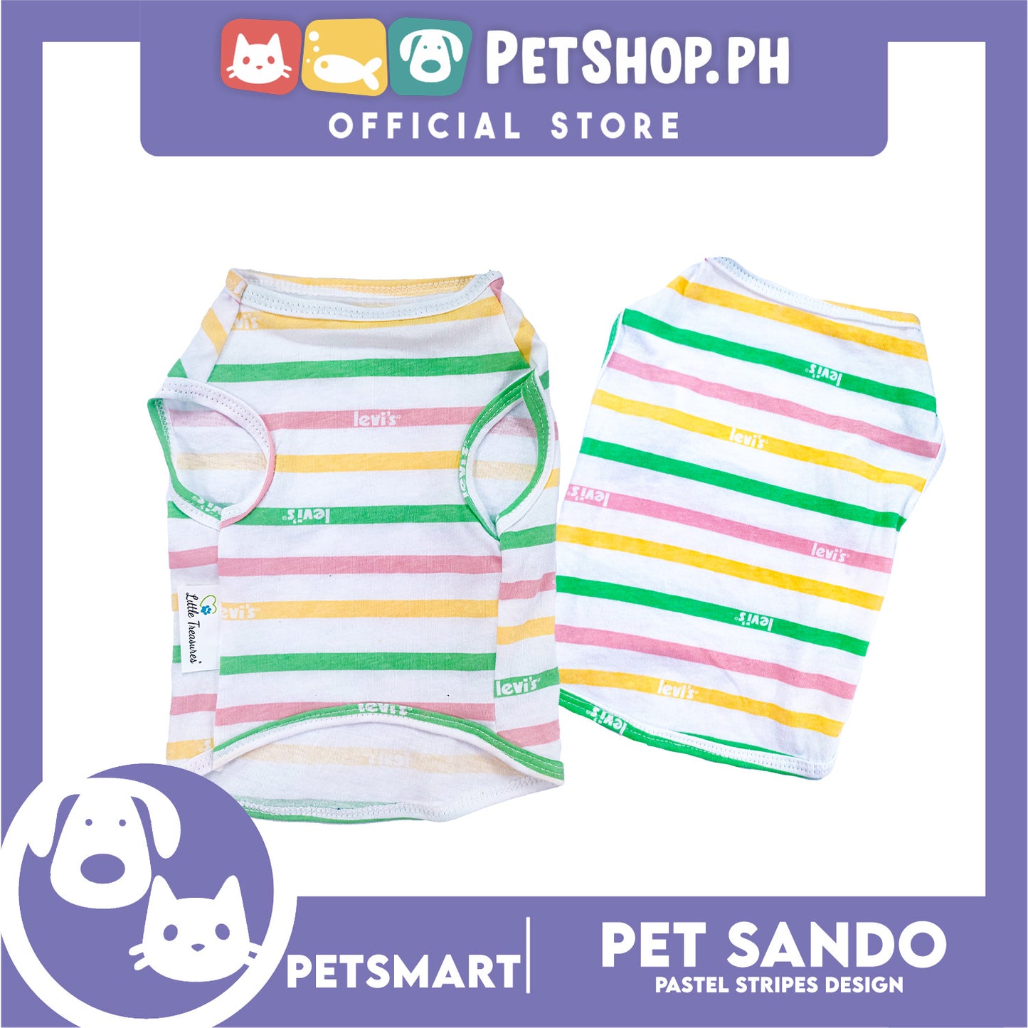 Pet Sando Stripes Design, Pastel Color DG-CTN146L (Large) Perfect Fit For Dogs And Cats