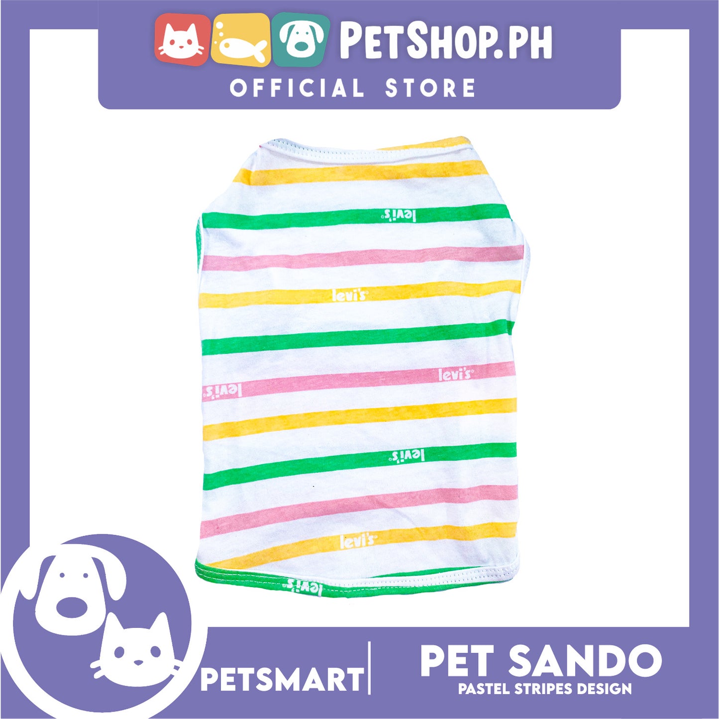 Pet Sando Stripes Design, Pastel Color DG-CTN146L (Large) Perfect Fit For Dogs And Cats