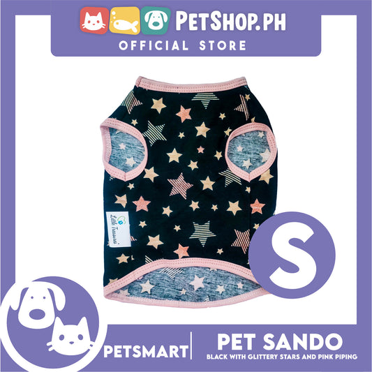 Pet Sando Black with Glittery Stars and Pink Piping Color DG-CTN147S (Small) Perfect Fit For Dogs And Cats