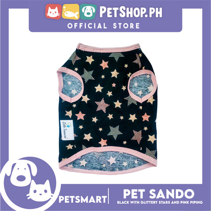 Pet Sando Black with Glittery Stars and Pink Piping Color DG-CTN147S (Small) Perfect Fit For Dogs And Cats