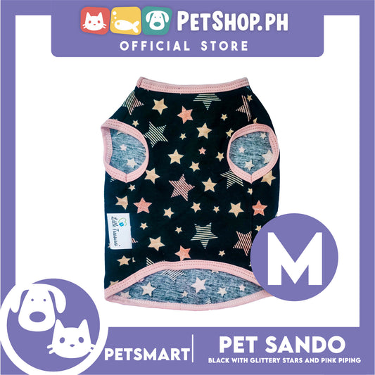 Pet Sando Black with Glittery Stars and Pink Piping Color DG-CTN147M (Medium) Perfect Fit For Dogs And Cats