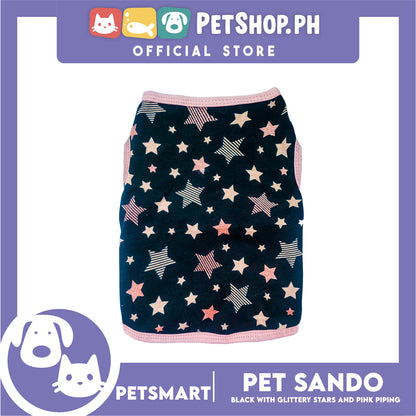 Pet Sando Black with Glittery Stars and Pink Piping Color DG-CTN147M (Medium) Perfect Fit For Dogs And Cats
