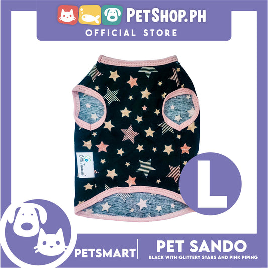 Pet Sando Black with Glittery Stars and Pink Piping Color DG-CTN147L (Large) Perfect Fit For Dogs And Cats