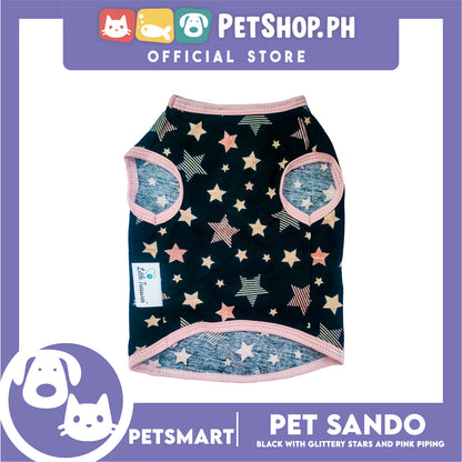 Pet Sando Black with Glittery Stars and Pink Piping Color DG-CTN147L (Large) Perfect Fit For Dogs And Cats