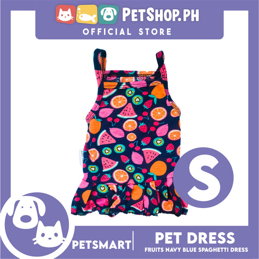Pet Dress Fruits Design, Navy Blue Color Spaghetti Dress DG-CTN151S (Small) Perfect Fit For Dogs And Cats