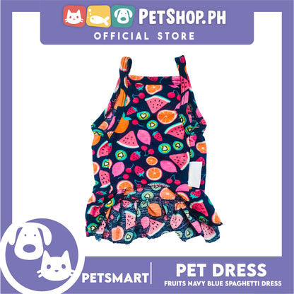 Pet Dress Fruits Design, Navy Blue Color Spaghetti Dress DG-CTN151S (Small) Perfect Fit For Dogs And Cats