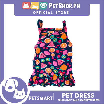 Pet Dress Fruits Design, Navy Blue Color Spaghetti Dress DG-CTN151S (Small) Perfect Fit For Dogs And Cats