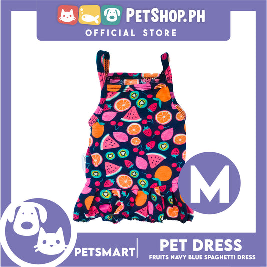 Pet Dress Fruits Design, Navy Blue Color Spaghetti Dress DG-CTN151M (Medium) Perfect Fit For Dogs And Cats