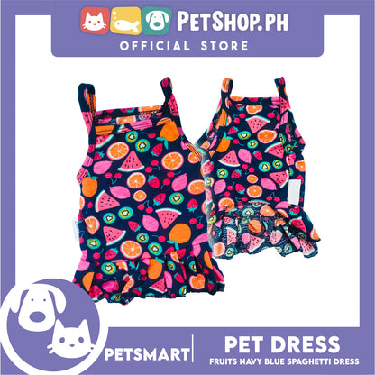 Pet Dress Fruits Design, Navy Blue Color Spaghetti Dress DG-CTN151L (Large) Perfect Fit For Dogs And Cats
