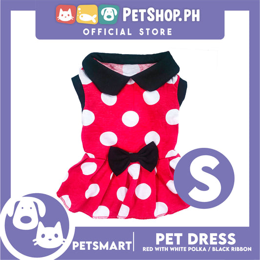 Pet Dress Red with White Polka and Ribbon Design DG-CTN152S (Small) Perfect Fit For Dogs And Cats