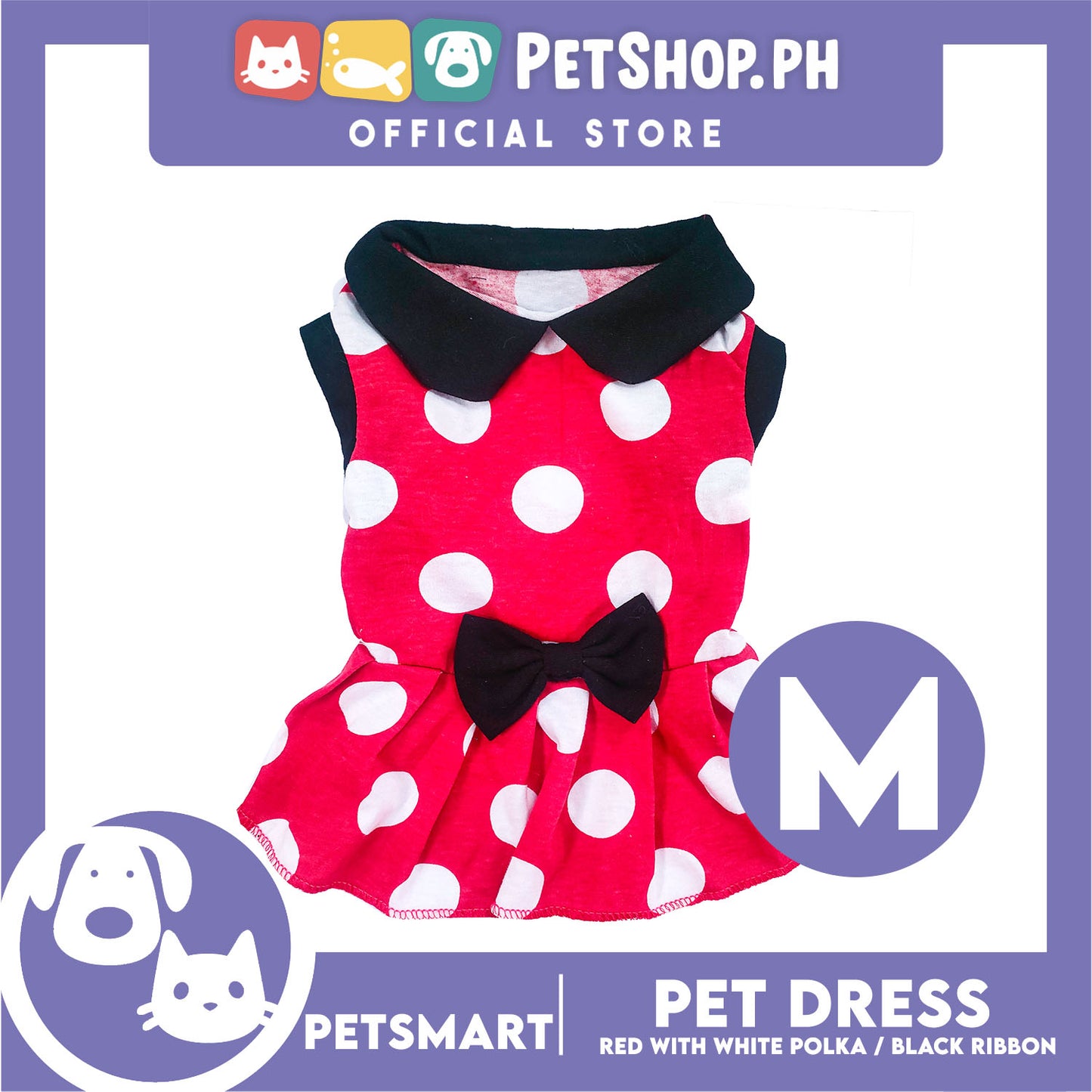 Pet Dress Red with White Polka and Ribbon Design DG-CTN152M (Medium) Perfect Fit For Dogs And Cats