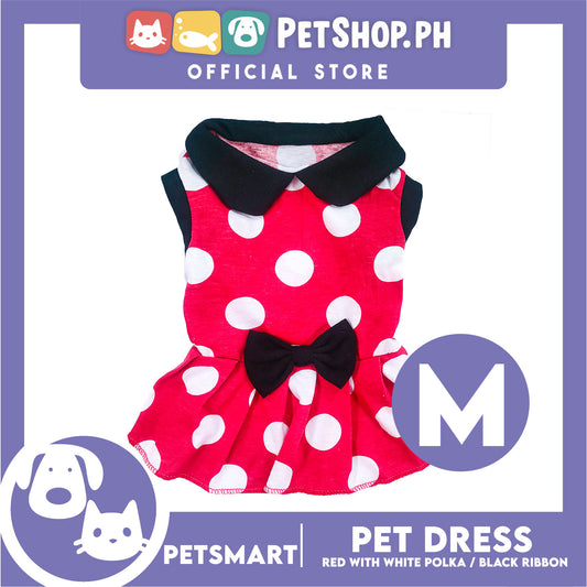 Pet Dress Red with White Polka and Ribbon Design DG-CTN152M (Medium) Perfect Fit For Dogs And Cats