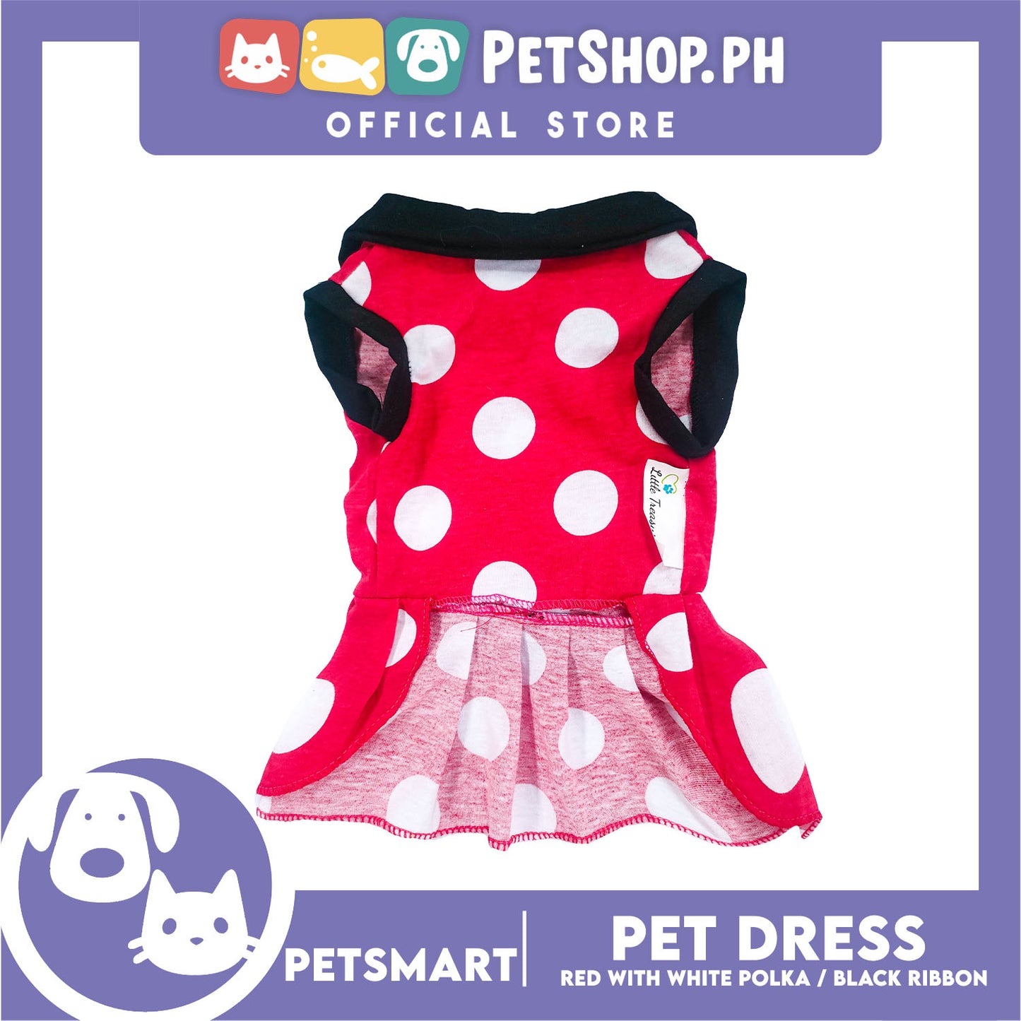 Pet Dress Red with White Polka and Ribbon Design DG-CTN152M (Medium) Perfect Fit For Dogs And Cats