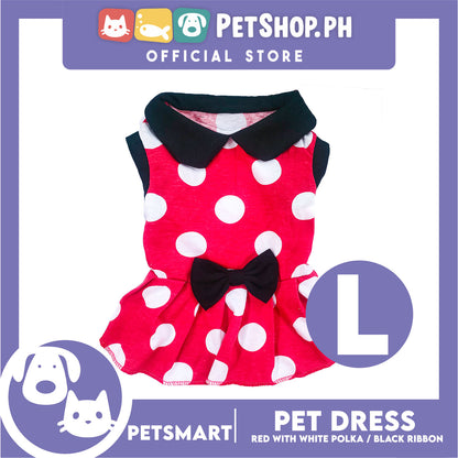 Pet Dress Red with White Polka and Ribbon Design DG-CTN152L (Large) Perfect Fit For Dogs And Cats