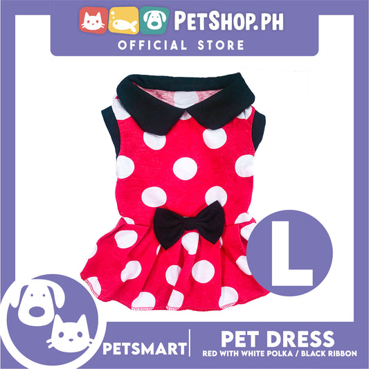 Pet Dress Red with White Polka and Ribbon Design DG-CTN152L (Large) Perfect Fit For Dogs And Cats