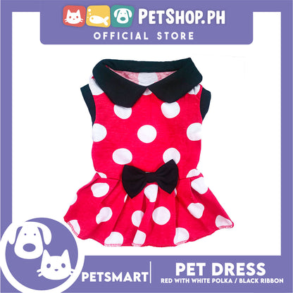 Pet Dress Red with White Polka and Ribbon Design DG-CTN152L (Large) Perfect Fit For Dogs And Cats