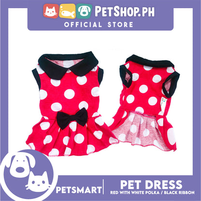 Pet Dress Red with White Polka and Ribbon Design DG-CTN152L (Large) Perfect Fit For Dogs And Cats